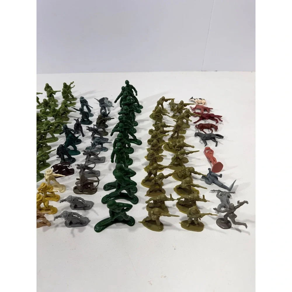 Vintage‎ Plastic Toy Soldiers Cowboys Indians Figures 170 Lot Green Army Mixed